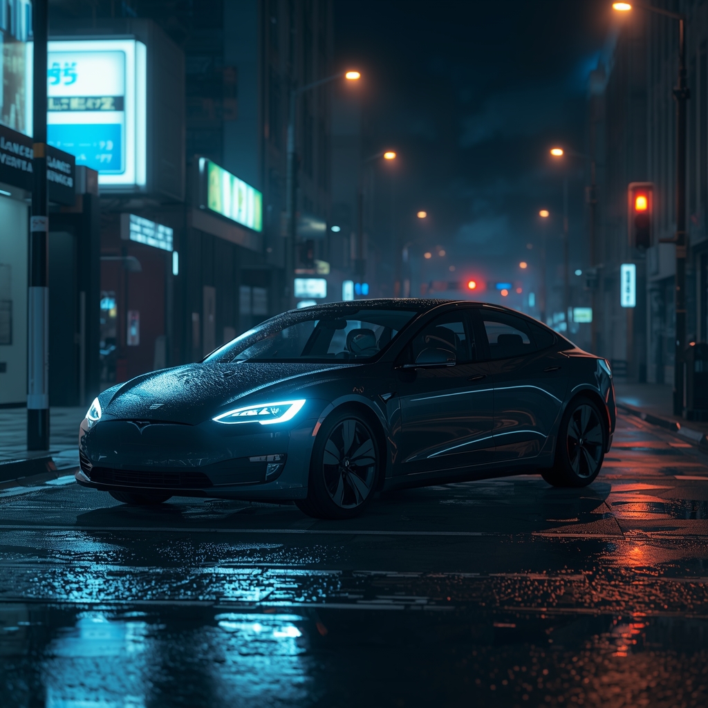 EV vehicle at night